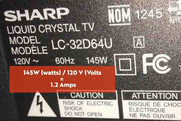 how many amps tv uses picture