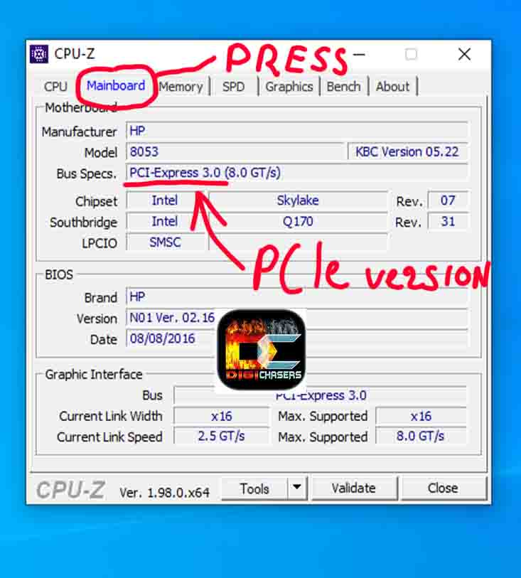 How to check PCIe version on CPU z