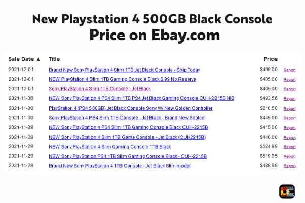 new PS4 price  list on ebay 2021
