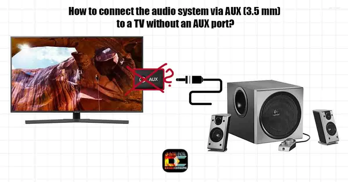 How to connect the audio system via AUX (3.5 mm) to a TV without an AUX port?