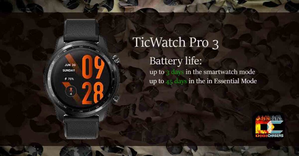 TicWatch Pro 3 battery life