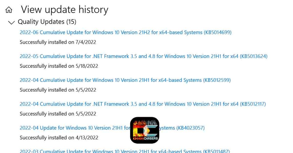 windows update list