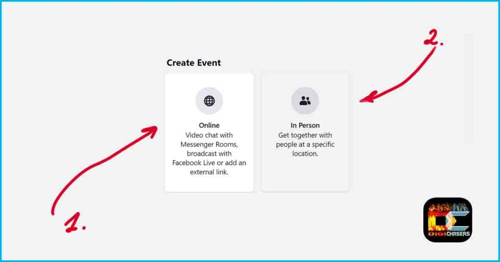 create an facebook event online or in person