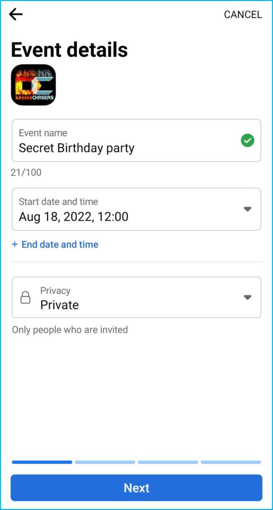 how to create event facebook mobile step 5