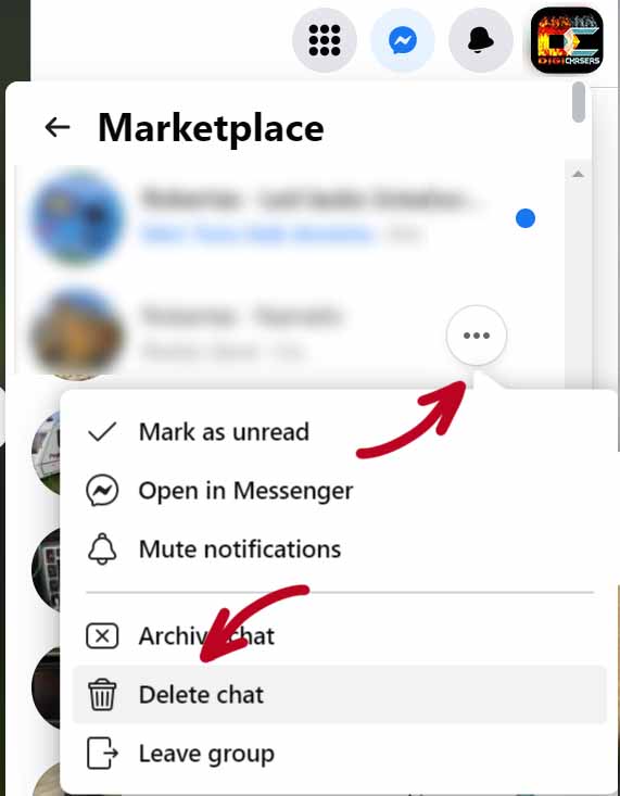 How to delete Facebook marketplace messages