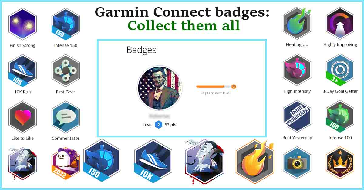 Garmin Connect badges featured
