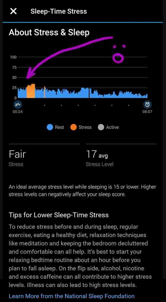 Garmin sleep score stress
