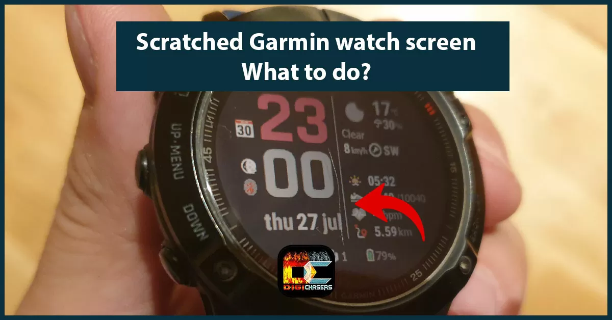 Scratched Garmin watch screen