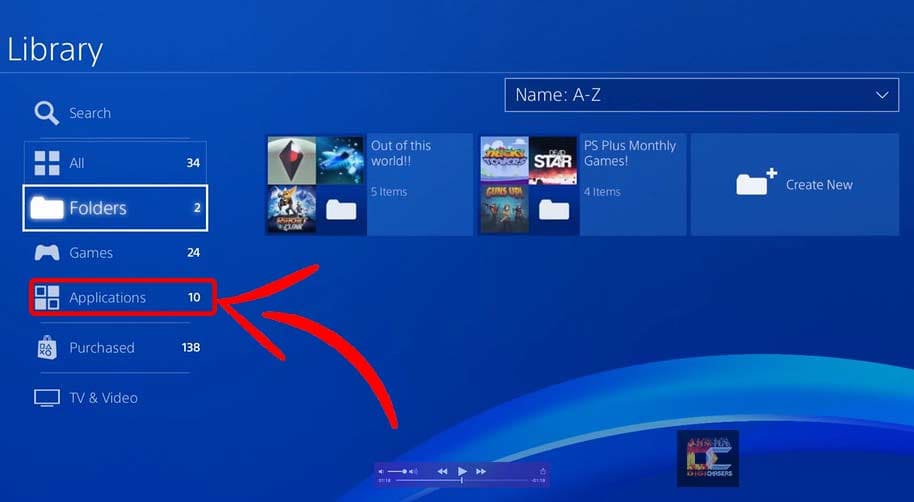 ps4 menu applications