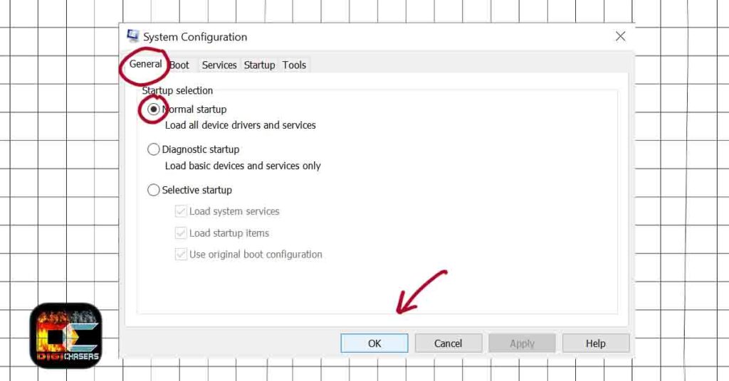 MSCONFIG normal startup