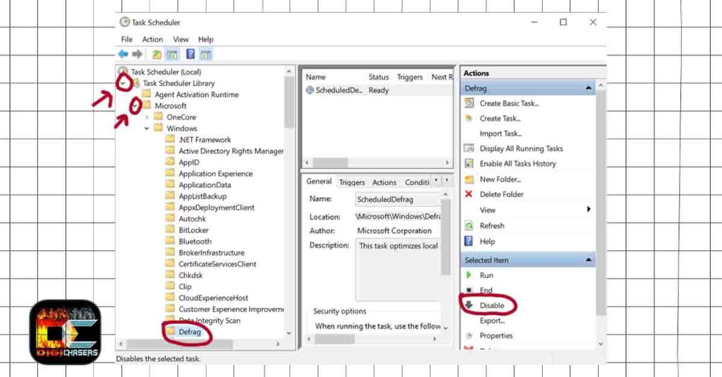 defrag disable on task schedular