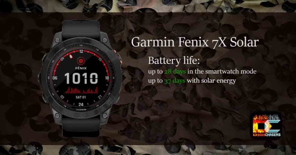 Garmin Fenix 7X Solar battery life