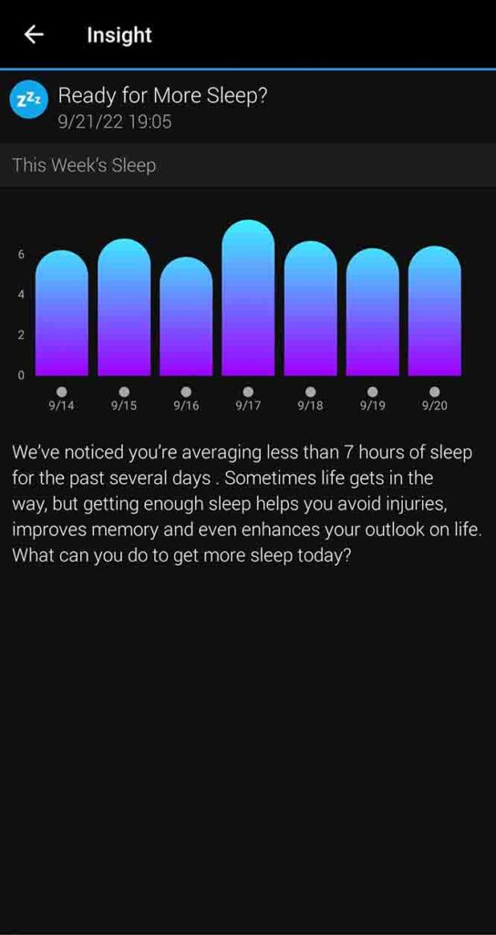 Garmin Insight about Sleep