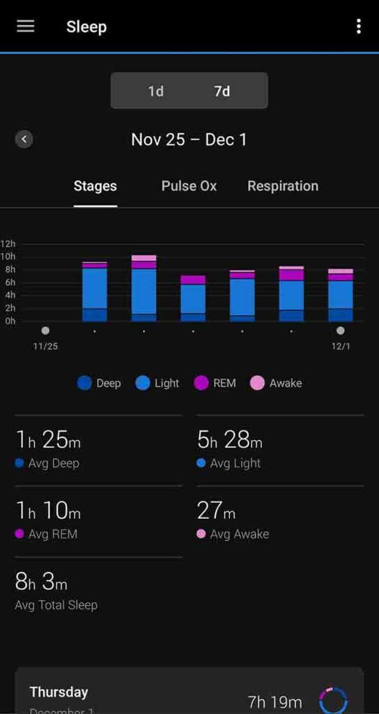 garmin sleep stage and quality