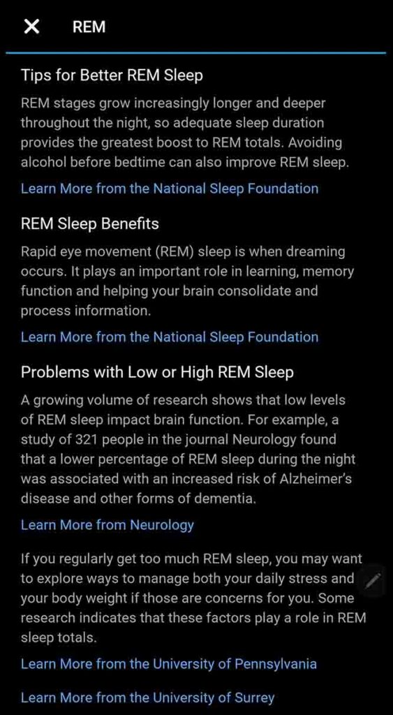 garmin sleep REM