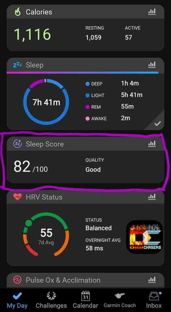 Garmin sleep score