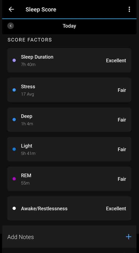 garmin sleep score factors